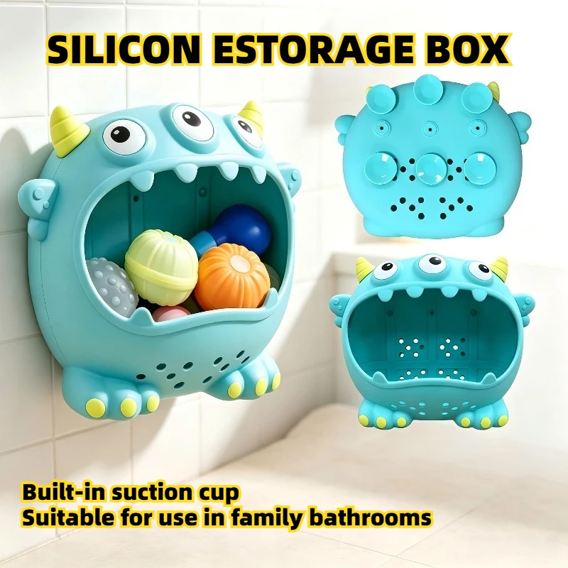 Silicone multi-functional storage box, bathroom silicone decorative item, fun interactive ball bath play water soft drainage bag