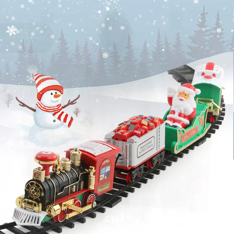 Jouet de Train d'arbre de noël électrique, son et lumière, Version suspendue, voiture sur Rail, cadeau populaire pour enfants, modèle en plastique dans une boîte de couleur