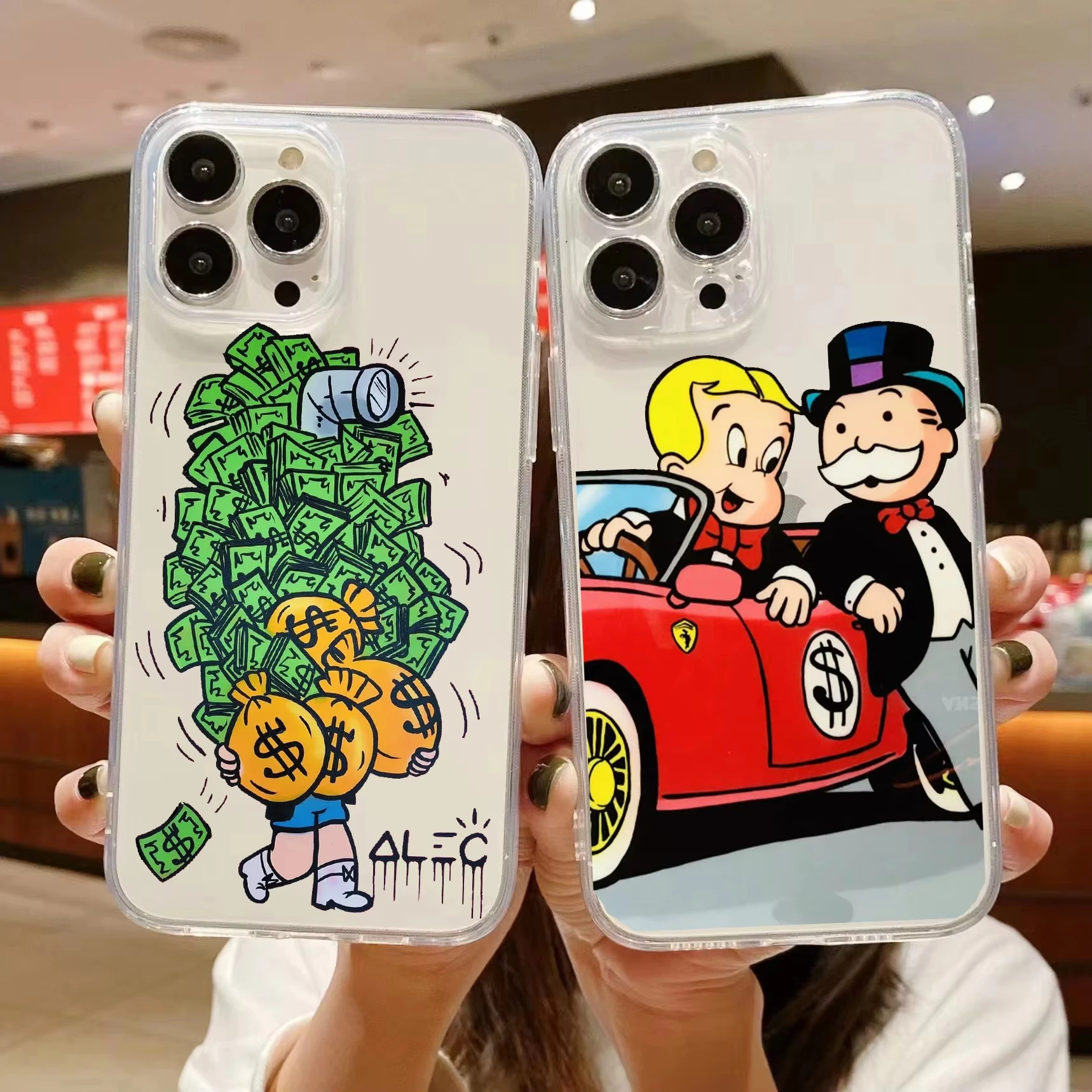 Catoon Dollar Alec Monopoly Phone Case For iPhone 16 15 14 13 12 11 Pro Max XS X XR 7 8 SE Shockproo