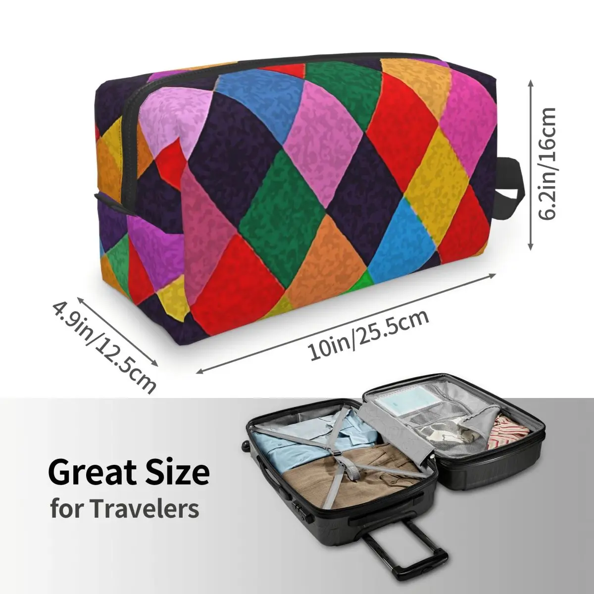 Mardi Gras Harlequin Plaid Playing Cards Rhombi Makeup Bag Cosmetic Storage Dopp Kit Toiletry Cosmetic Bag for Women Beauty