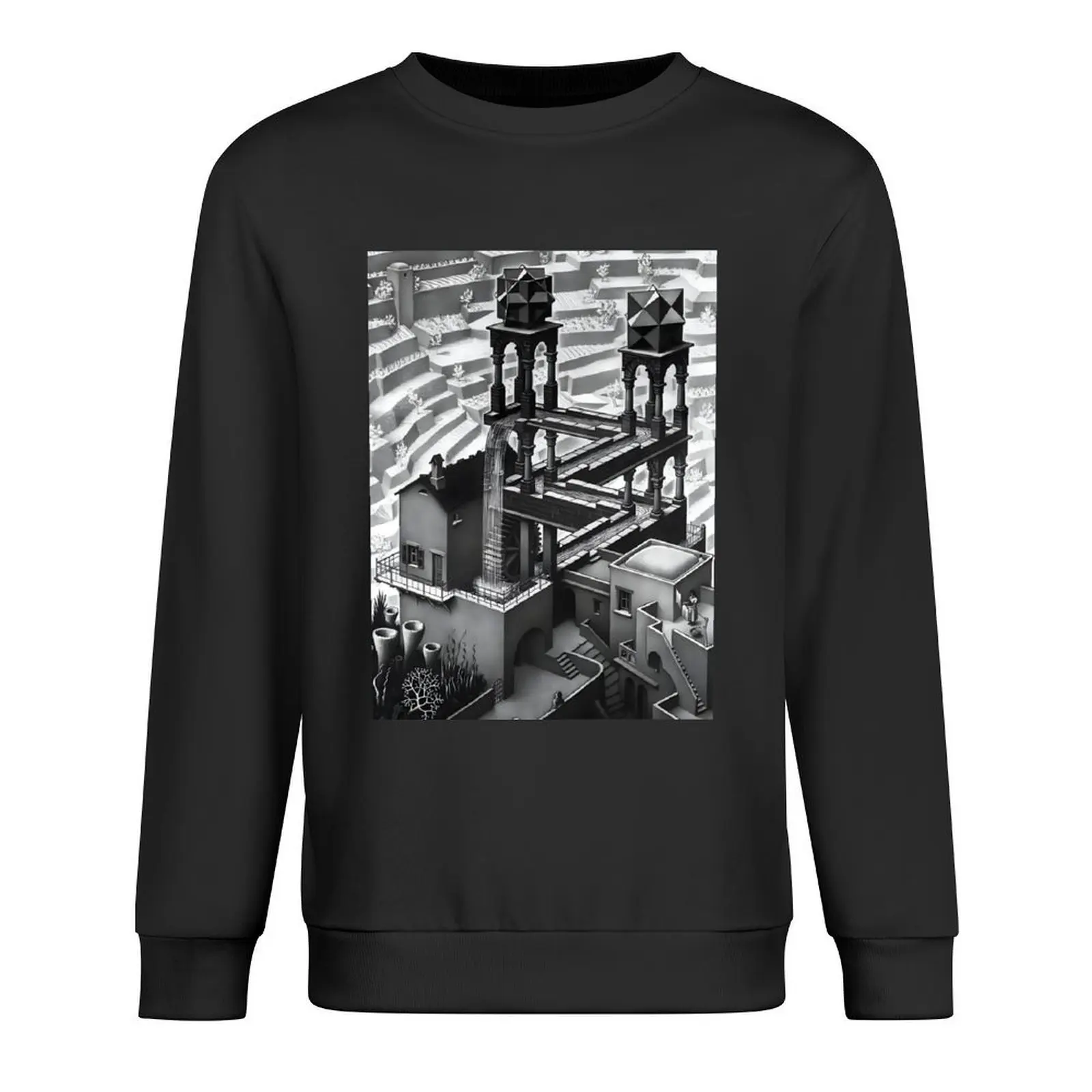 

M.C. Escher - Waterfall Pullover men's sweat-shirt set autumn clothes korean clothes men's clothing sports sweatshirt man