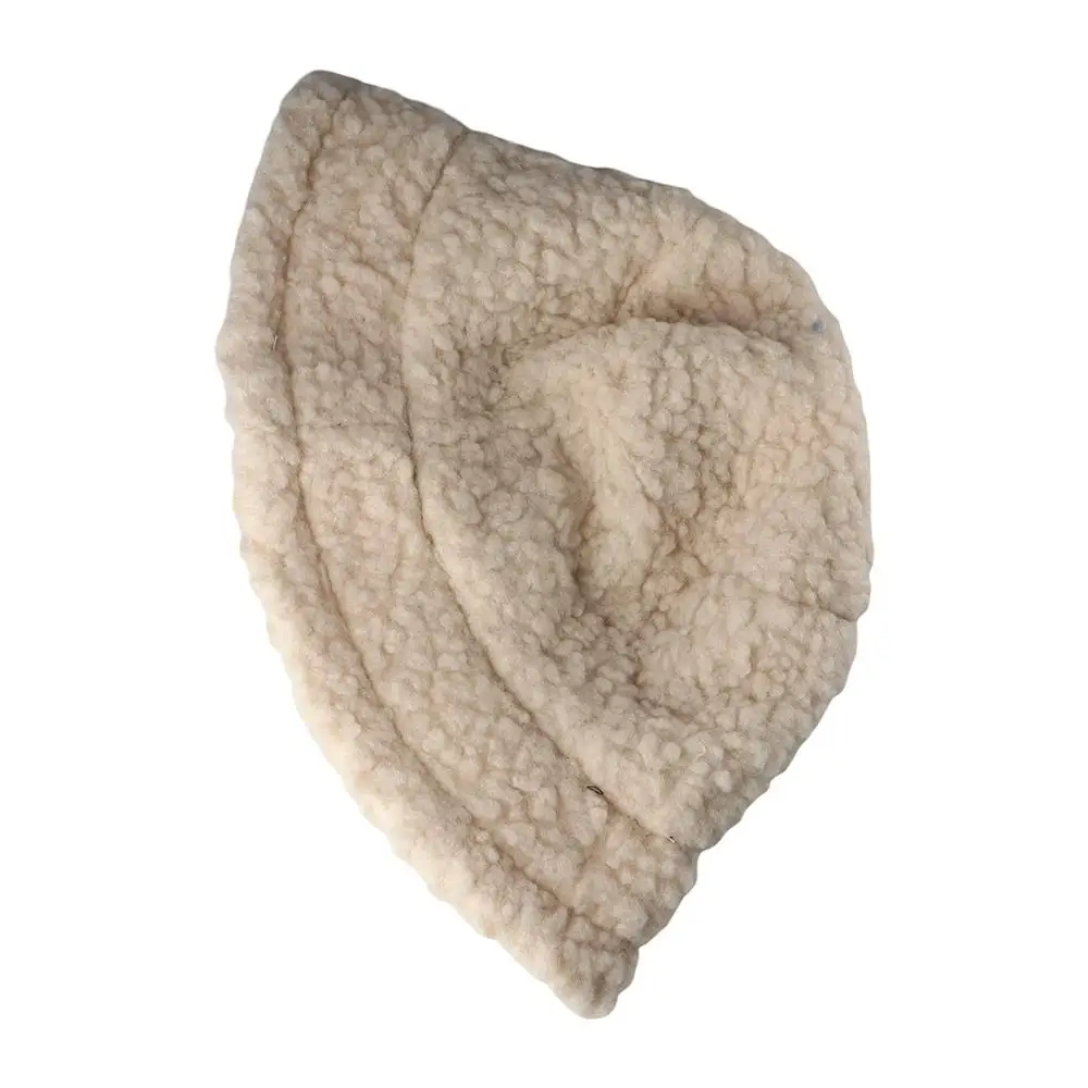 

Foldable Girl Sun Protection Casual Style Autumn and Winter Lambwool Bucket Hat Pure Color Caps Korean Style Caps Female Hats