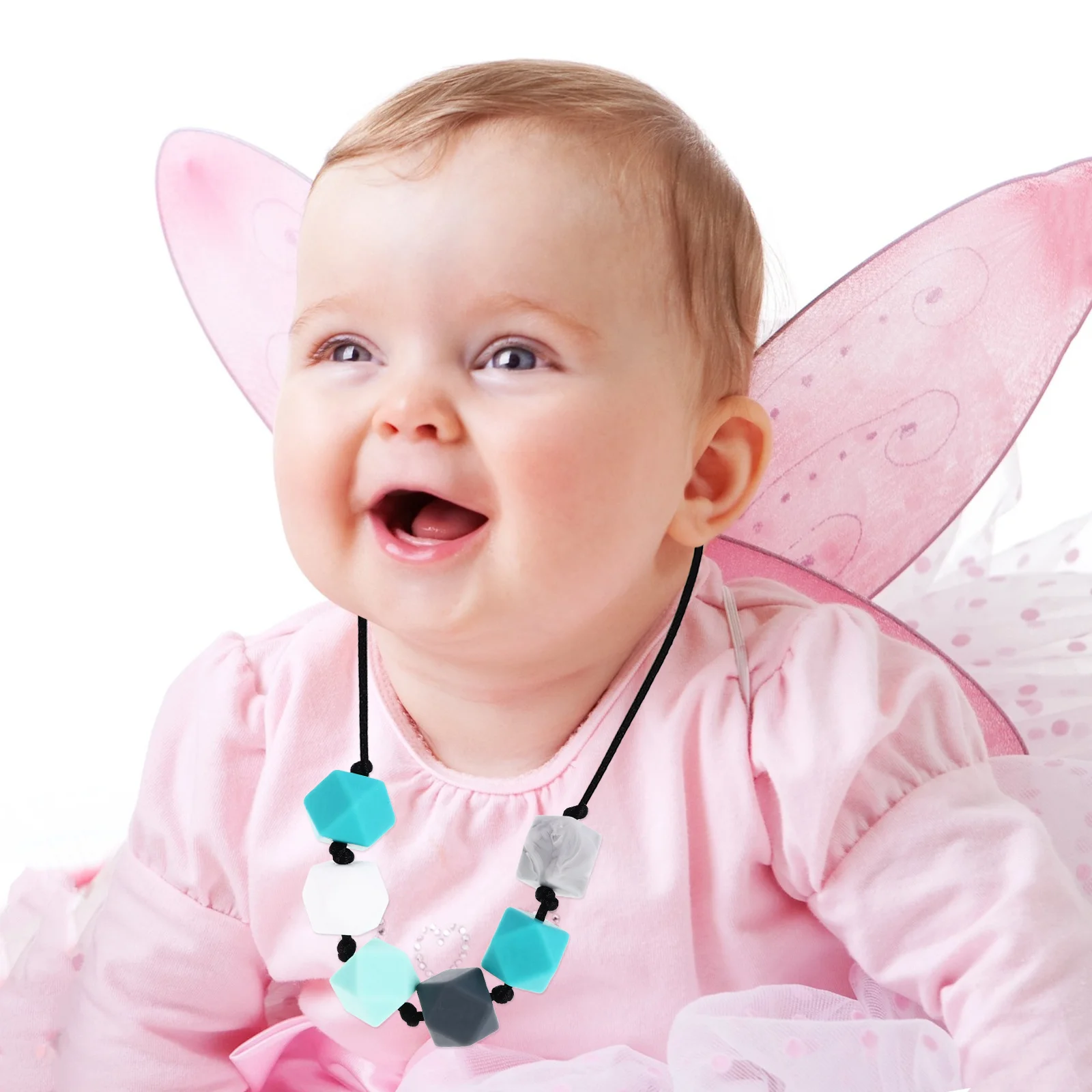 الوليد التسنين قلادة مظهر لطيف جذب انتباه الطفل الأسنان المخلص الطفل التسنين قلادة سيليكون المولي عضاضة