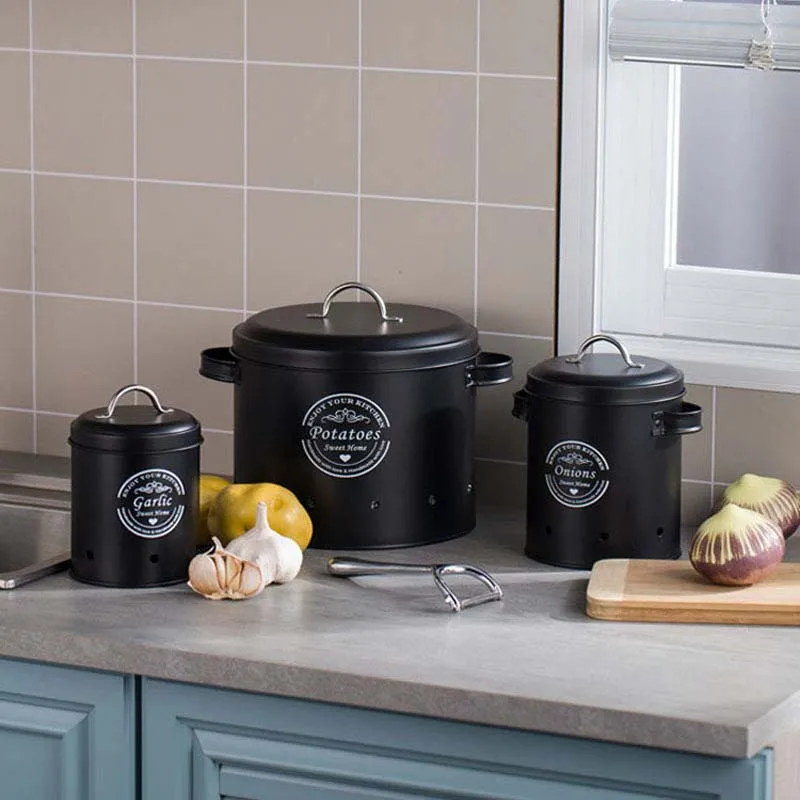 Customized Cheapest Price 3pcs Kitchen Storage Container Bins Holder Set for Potato Onion Garlic 2