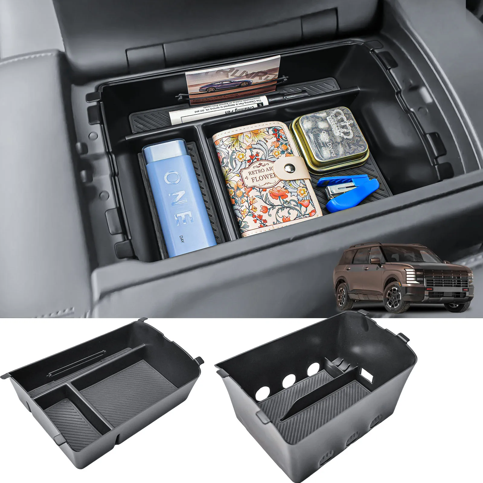 

Center Console Organizer Double Layers For 2026 Hyundai Palisade Center Console Armrest Lower Storage Box Interior Accessories