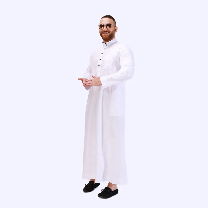 มุสลิมเสื้อผ้า Abaya Tenue Musulmane Homme Kaftan Leisure Jubba Thobe หลวมชุดดูไบซาอุดีอาระเบีย Robe อิสลามนิสัย