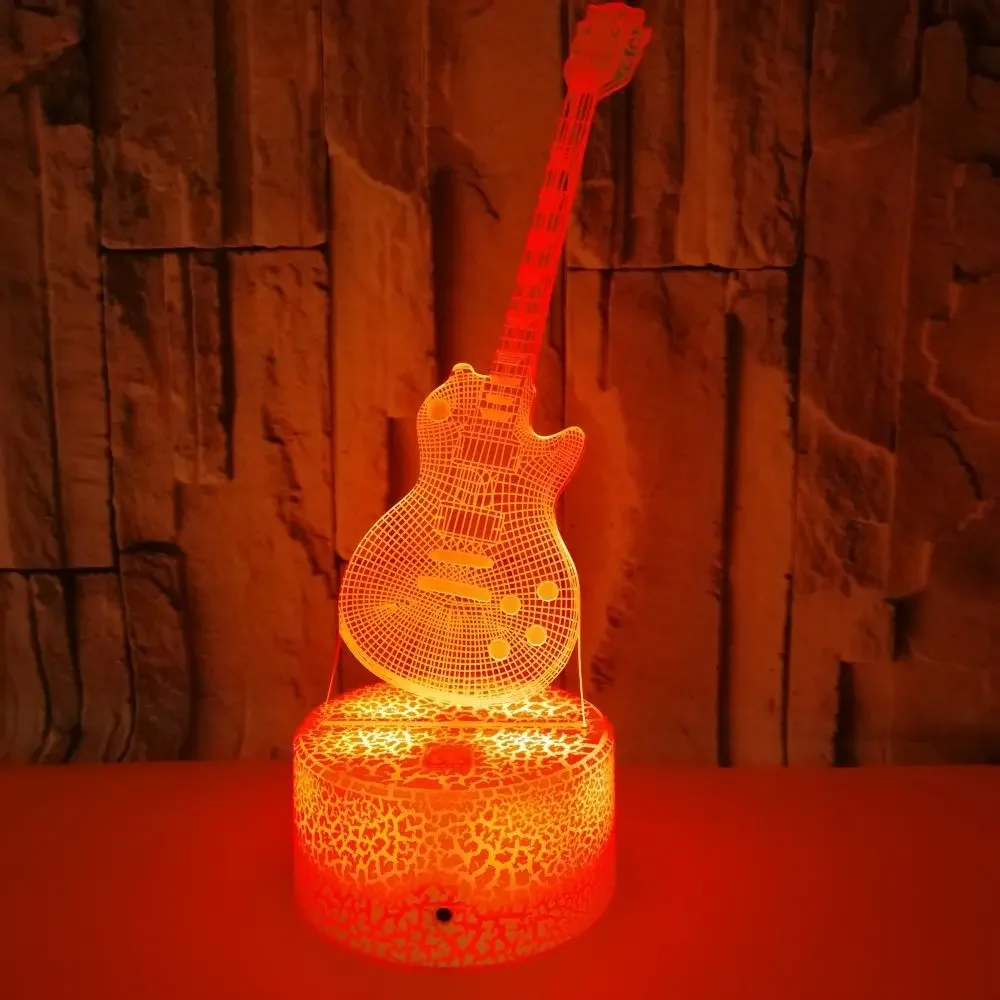 Nacht 3D-Lampe Gitarren-Nachtlicht für Schlafzimmerdekoration, 7 Farben wechselndes LED-Nachtlicht, Geschenke für Kinder, Baby-Schlaflampe