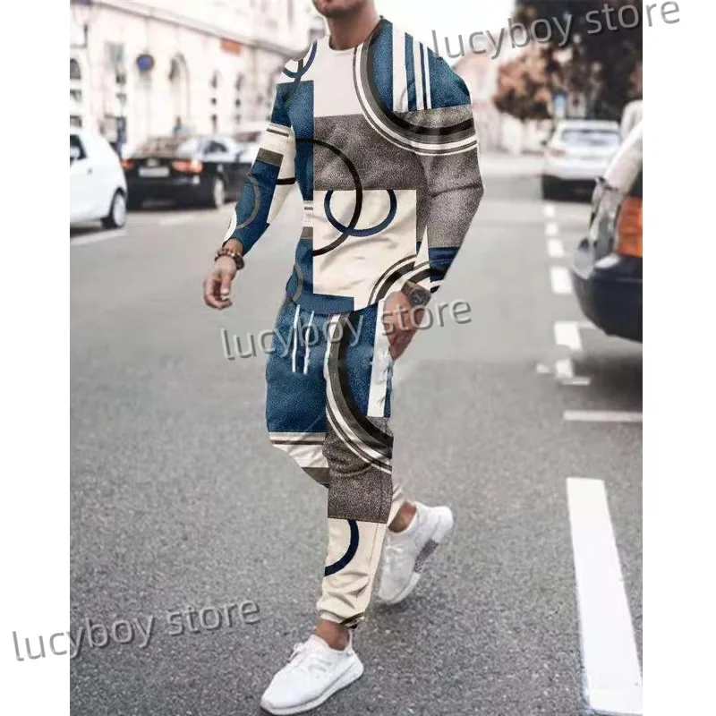 3D Printing Men Set Tracksuit Men Sportsuits Gentlemen Set T-shirt Suit Long Sleeve 3D Coat+Pants Gyms Casual Sportswear Suit