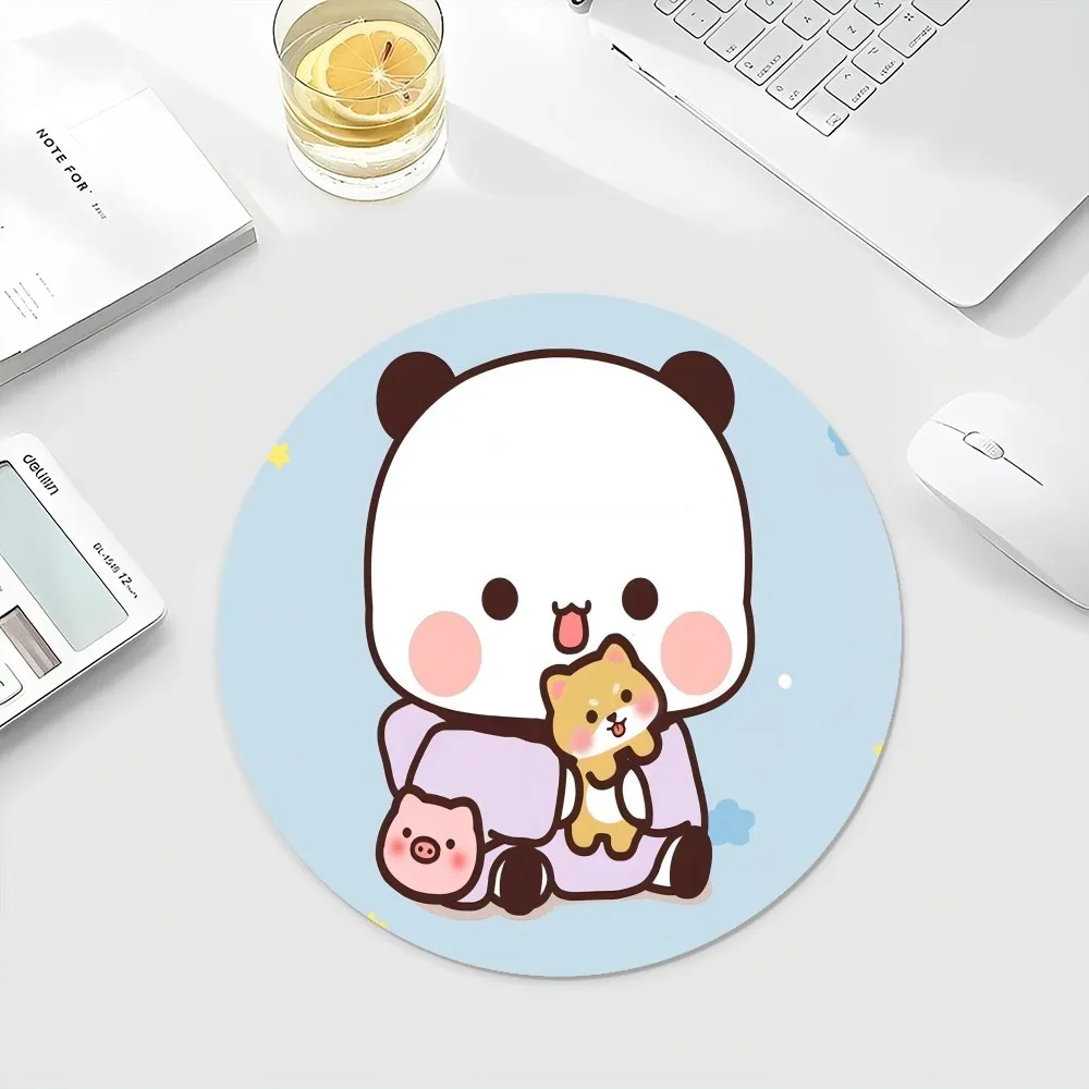 Petit tapis de souris rond en polymère de bureau, accessoires de jeu Kawaii, tapis d'écriture pour étudiants, tapis de souris pour PC Gamer, Bubu et Dudu