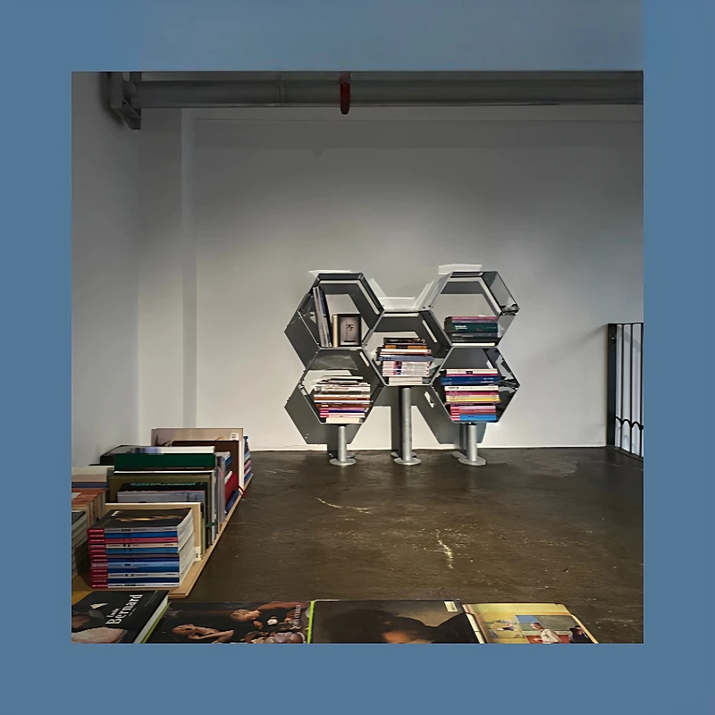 

Honeycomb floor-to-ceiling bookcase, plant display stand