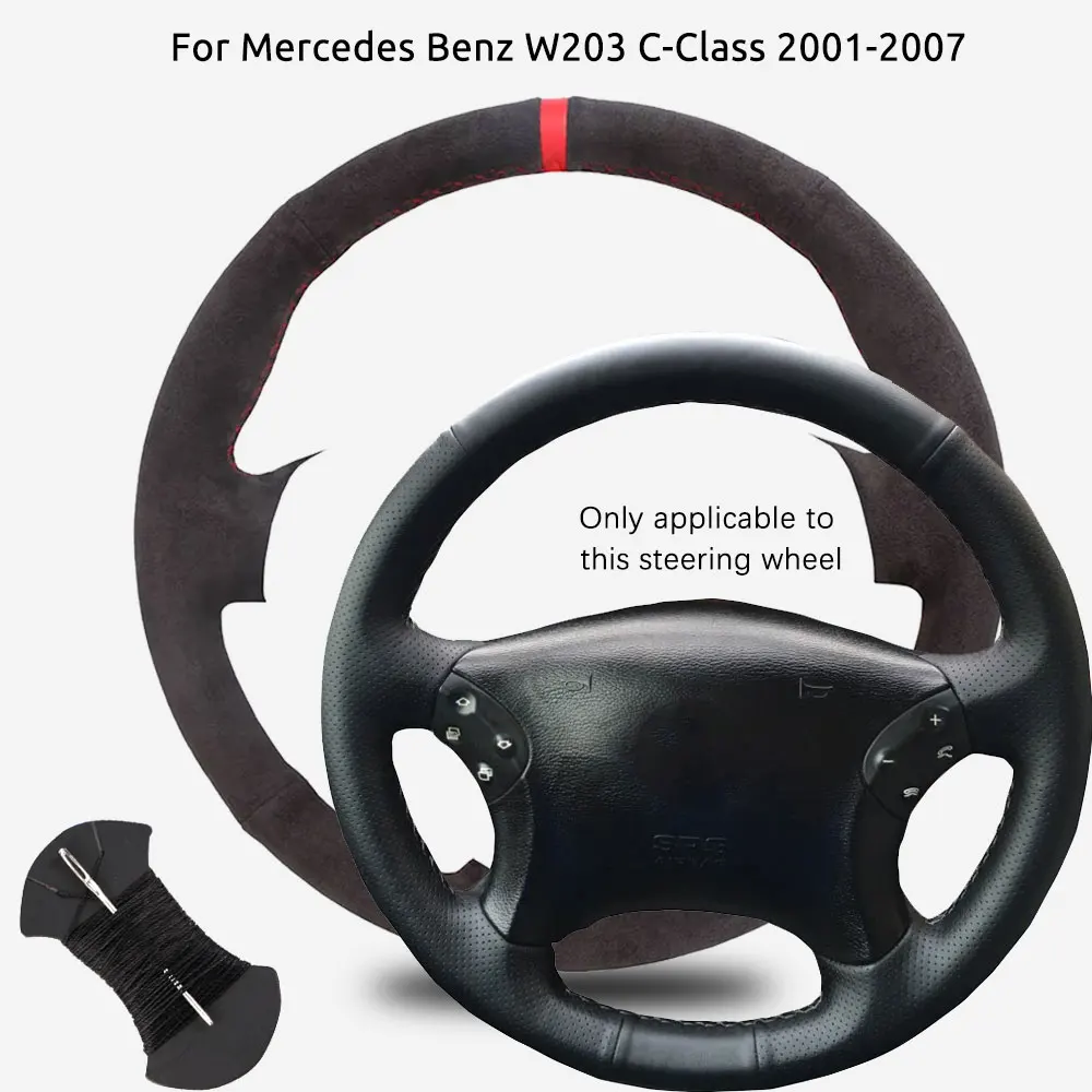 

Microfiber Leather Car Steering Wheel Cover For Mercedes Benz W203 C-Class 2001-2007 DIY Hand Sewing Steering Wheel Wrap Case