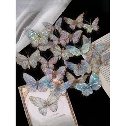 1 pack/20 pieces pink crystal butterfly three-dimensional butterfly Handbook DIY decorative sticker garbage diary