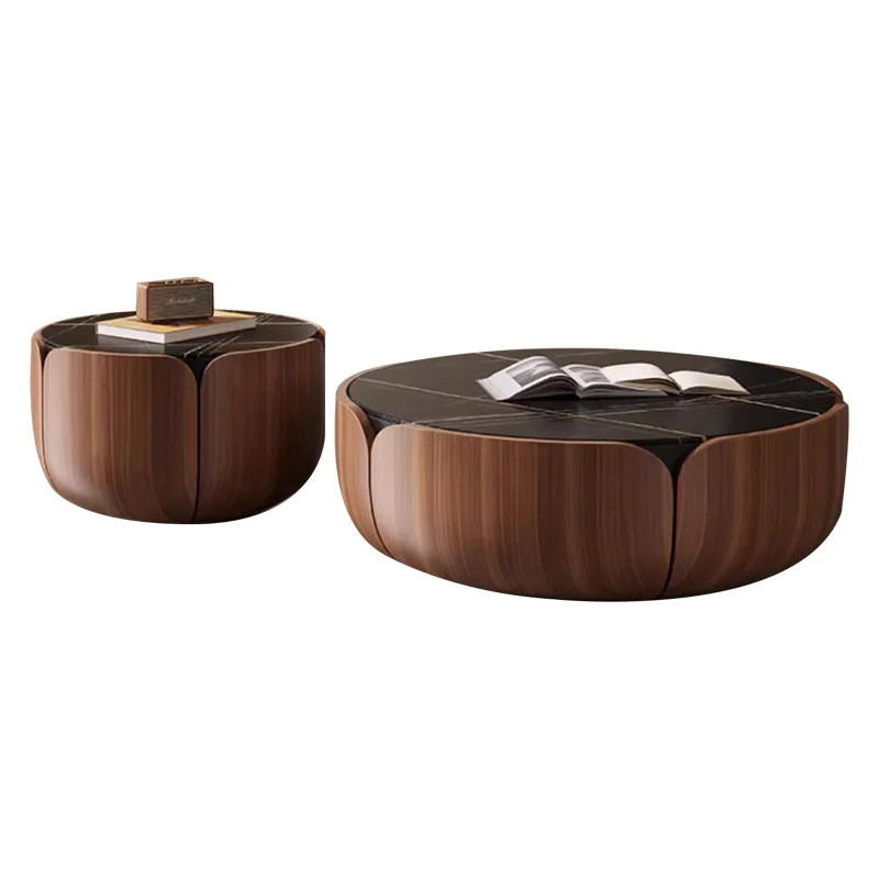 

Italian marble tea table North American black walnut, coffee table