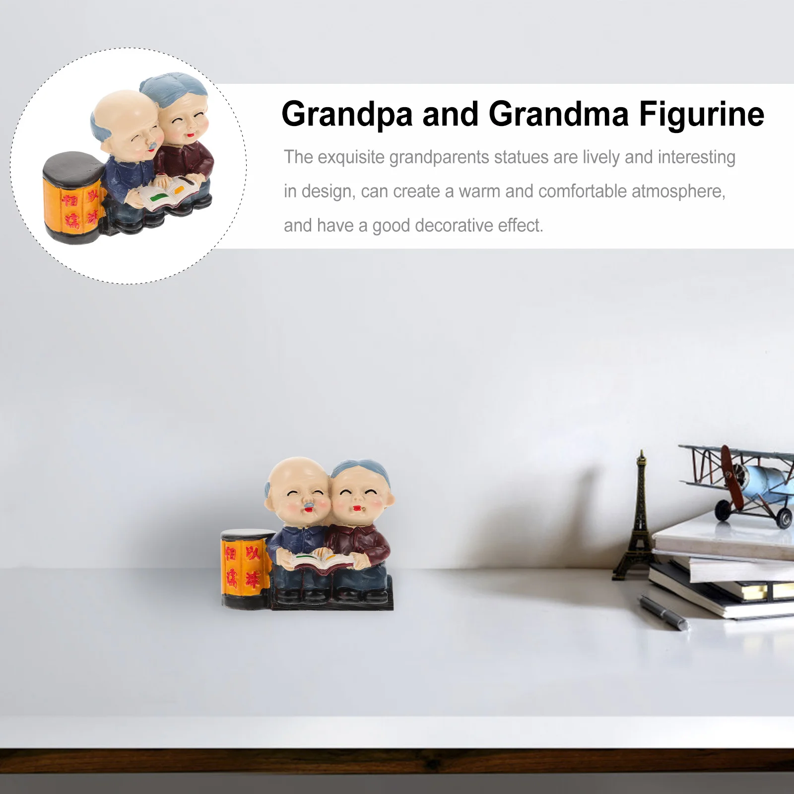 

1Pcs Attractive Grandparents Mini Figurines Ideal for Birthday Cakes and Home Decor Elderly Couple Cake Plug-in