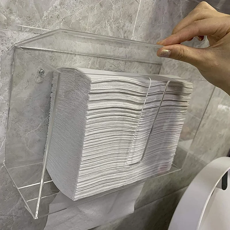 Transparent Tissue Dispenser Hand Wiping Paper Box Wall Mounted Home Toilet Paper Drawer Washroom Paper Towel Box Storage Racks