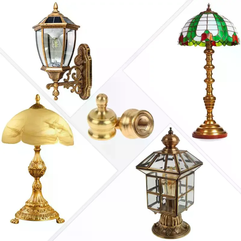 2Sets Brass Lamp Shade Top Decoration Screw Cap Nuts With Reducing Adapter For Table Lamps Floor Lamps