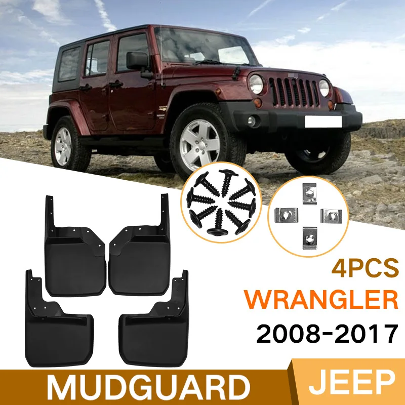 

For Jeep Wrangler 2008-2017 Car Molded Mud Flaps Splash Guards Mudguards Front Rear Styling Front Rear Wheel Accessories