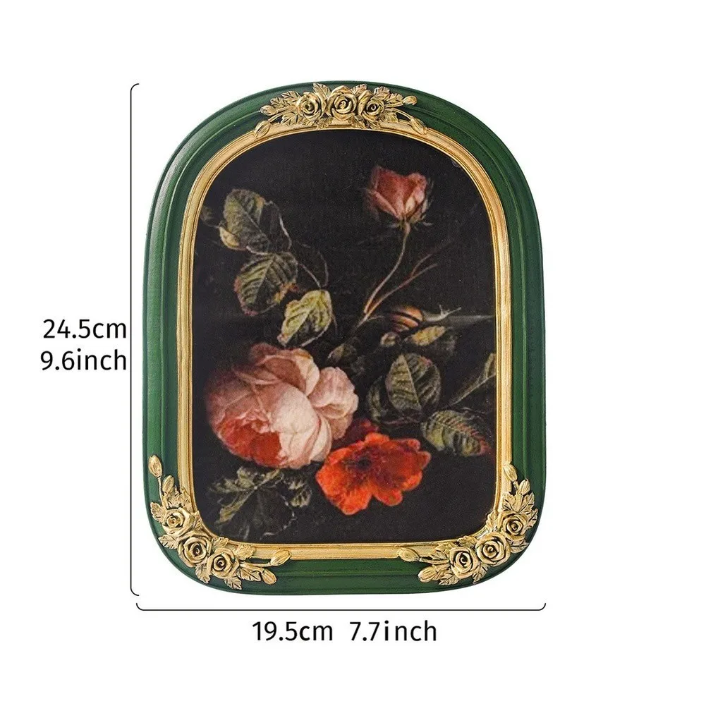 Retro Green Picture Frame with Gold Highlights for Living Room Wall Art Resin Crafted 7inch 8inch 16.5x21.5cm 24.5x19.5cm