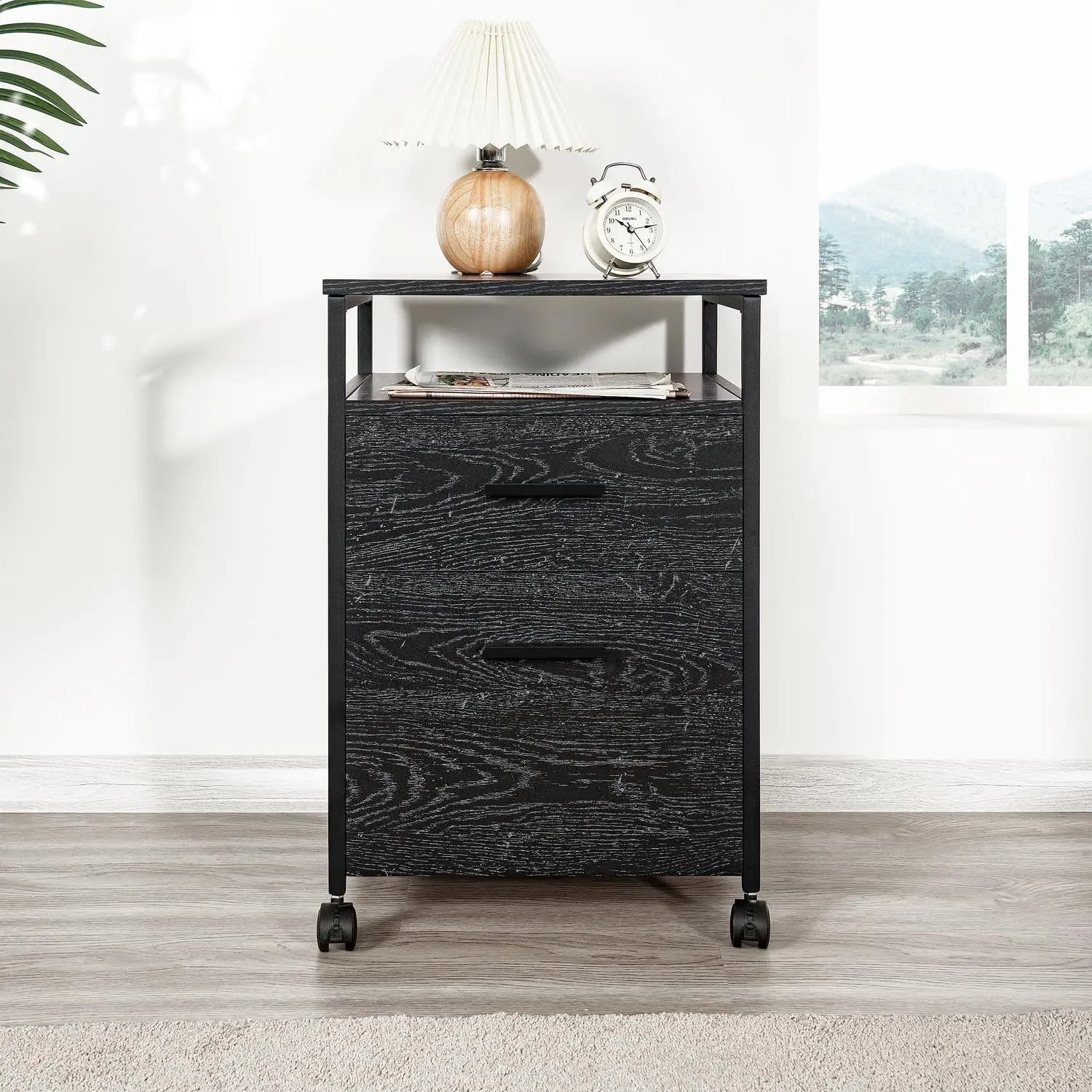 File Cabinet Under Desk Storage File Cabinets for Home Office Organization Filing Cabinet with Wheels - Distressed Black