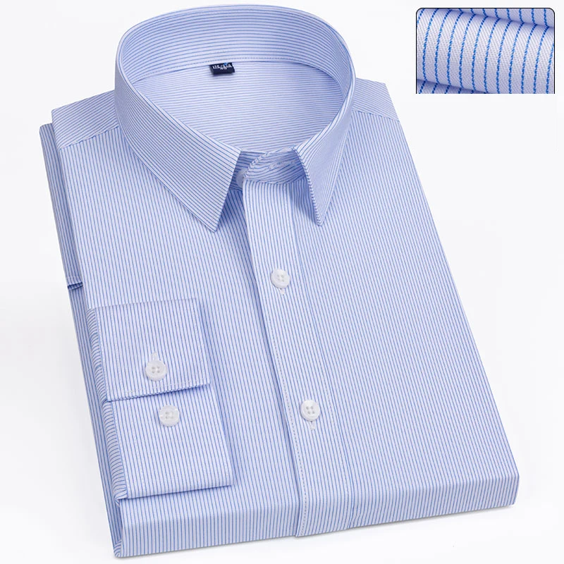 Men's Long Sleeve Smart Dress Shirts Bamboo Fiber Solid Color Striped Breathable No-iron Easy Care Chic Casual Clothing Shirts
