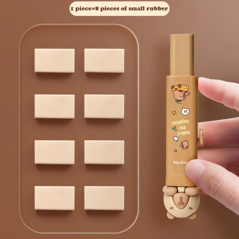 New Capybara Rubber Eraser Push-pull Design Replaceable Core Silicone Eraser Gift Cartoon Pen Type Eraser School Supplies