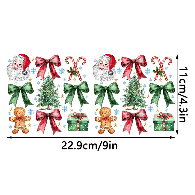 Merry Christmas Santa Claus UV DTF Transfer Sticker Libbey 16oz Glass Cups Wraps Coffee Mug Decals Xmas Party Home Decorations