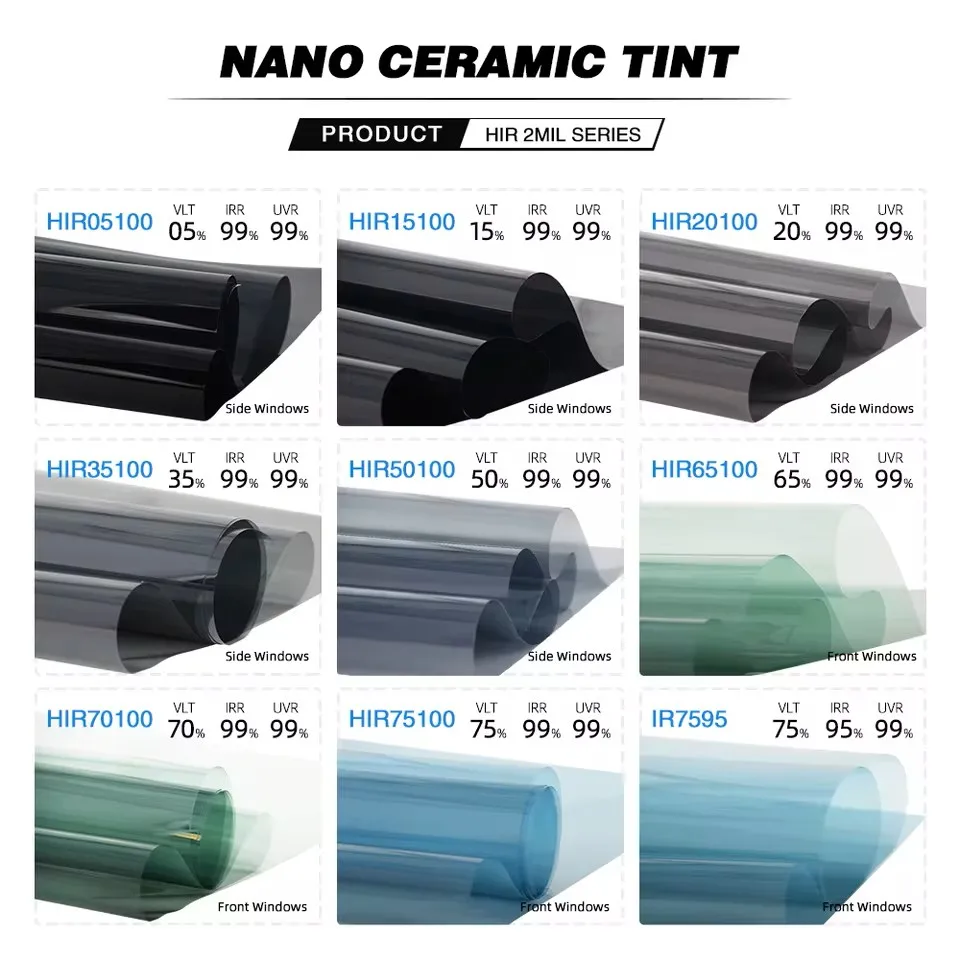 VLT5%~80% High-quality Korean Material Top Quality Ultra and High Heat Resistant IR100% HD Car Side Window Nano Ceramic Film