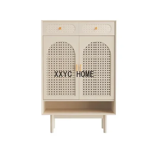 

Скандинавский шкаф для обуви из массива дерева, домашний шкаф для хранения из ротанга, двухдверный шкаф для прихожей, высокий шкаф для хранения