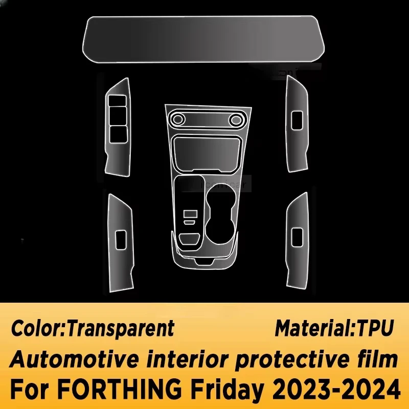 Navigation Automotive Interior Protective Film TPU Anti-Scratch Sticker Gearbox Panel Dashboard For FORTHING FRIDAY 2023 2024