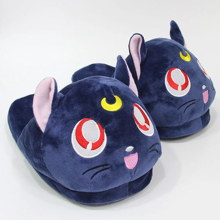 28cm  Anime Cartoon Sailor Moon Luna Cat Plush Toys Dolls Home House Winter Indoor Plush Slippers Birthday Gifts