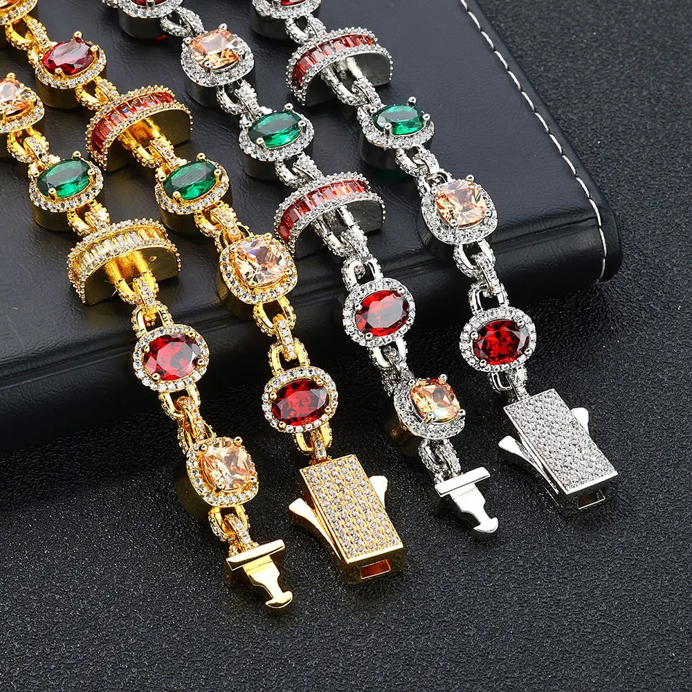 Iced Out Hip Hop Infinite Necklace Men Brass Gold Silver Plated Colorful 5A Zircon Prong Set Streetwear Rapper Jewelry Gift