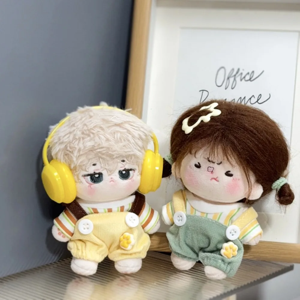 

For 10cm Cotton Dolls Clothes T-shirt and Overalls Dress Up Doll Accessories Sitting Party Changing Dress Game DIY Toys