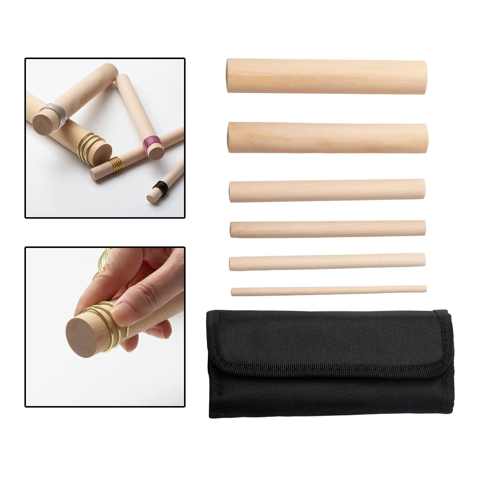 Wooden Mandrel Set, 6 Piece Dowel Set, with Storage Case, Sizes .25