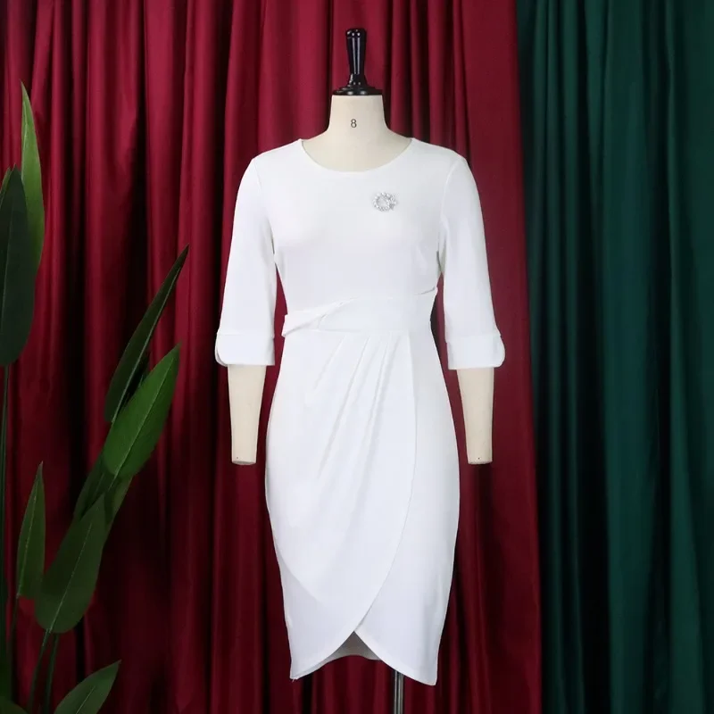 

Африканские платья для женщин, облегающее офисное вечернее платье с рукавами 3/4, весенне-осенняя коллекция, сексуальный перспективный дизайн