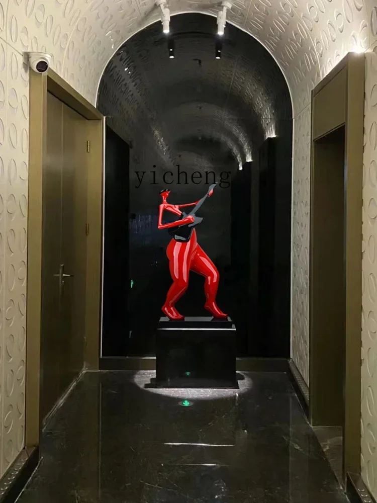 Hotel Lobby Creative Music Blowing Bouncing Figure Sculpture Abstract Art Ornament Advanced Floor-to-Floor Home Decoration