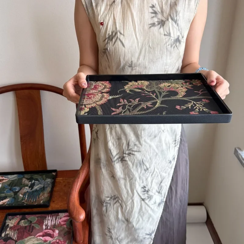 AhunderJiaz Vintage Oil Painting Tray Rectangular Jewelry Organizer Desktop Display Tray for Home Decor & Organization Kitchen
