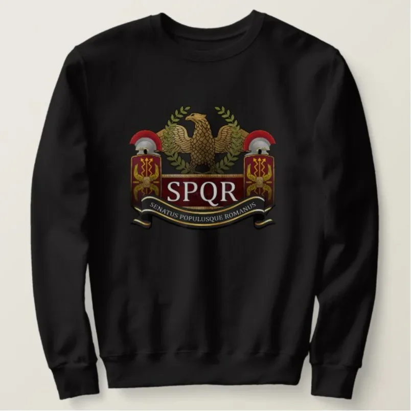 Roman Empire Army SPQR Eagle Emblem Roman Legion Symbol Pullover Hoodie New 100% Cotton Comfortable Casual Mens Sweatshirts