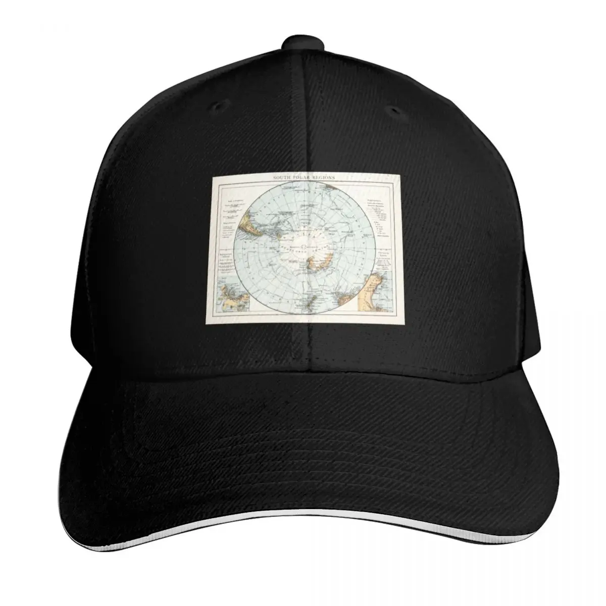 Vintage Map of Antarctica (1900) Baseball Cap Adjustable Buckle Closure Moisture Wicking Quick Dry Curved Brim Classic Fit