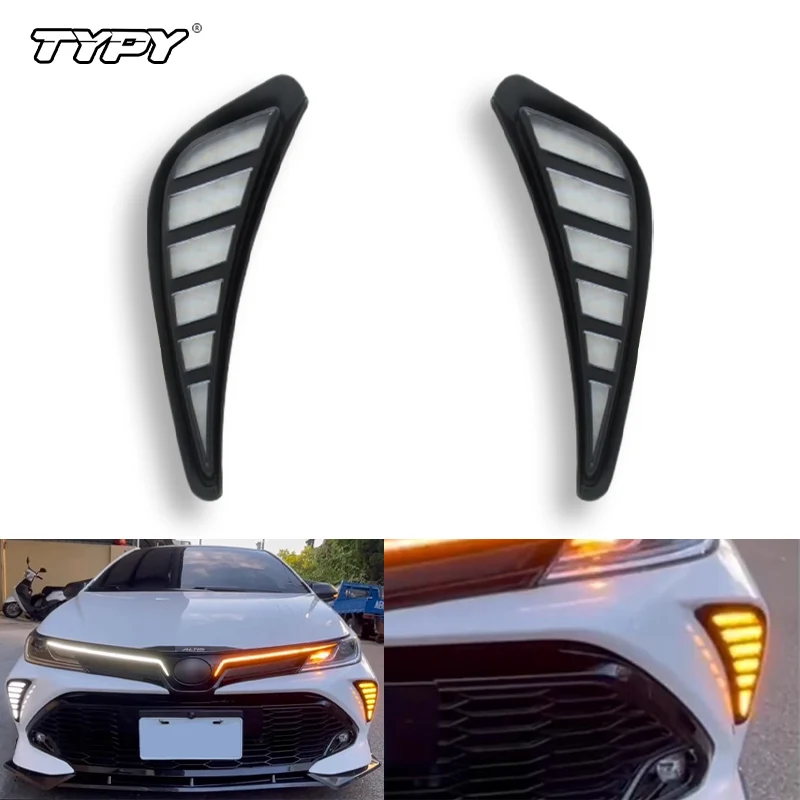 

2 шт. для Toyota Corolla GR SPORT 2021-2024 светодиодные дневные ходовые огни желтый указатель поворота бампер DRL противотуманные фары