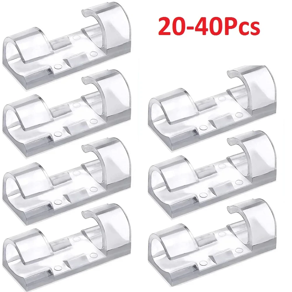 Cable Organizer Clips 20-40PCS Cable Management Wire Manager Cord Holder USB Charging Data Line Bobbin Winder Wall Mounted Hook