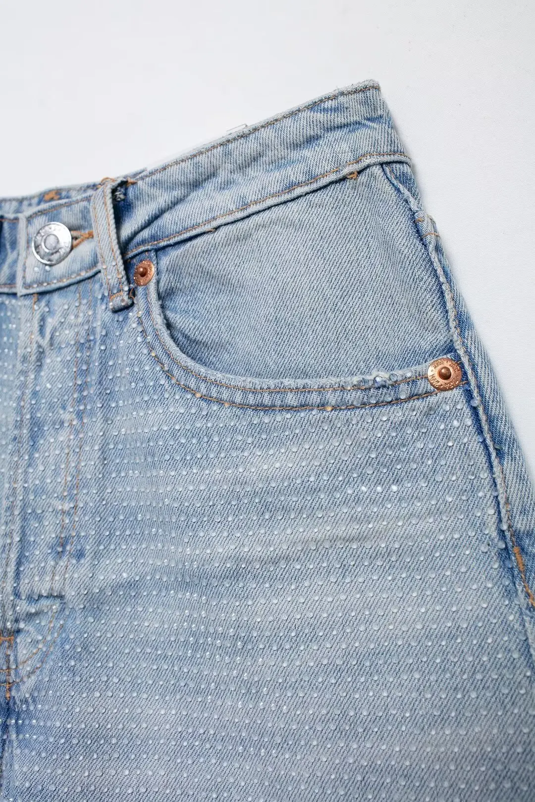 Calções jeans de strass feminino, calções retrô de cintura alta com zíper, moda chique casual, novo, 2021