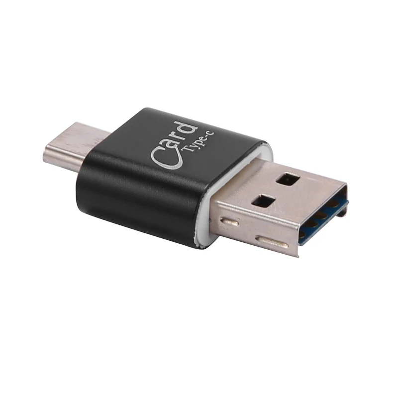 เครื่องอ่านการ์ดอะลูมิเนียม USB Type C OTG Micro-sd/tf อะแดปเตอร์เครื่องอ่านการ์ดการ์ดความจำภายนอกสำหรับคอมพิวเตอร์โทรศัพท์มือถือ (สีดำ)