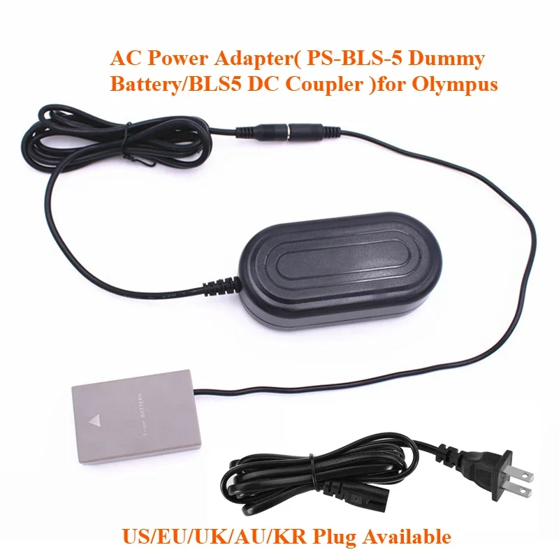 Powerwin AC Power Adapter BLS5 Dummy Battery BLS5 DC Coupler for Olympus E-PL2 E-PL7 E-PM2 E-M10 E-M10 Mark III Camera