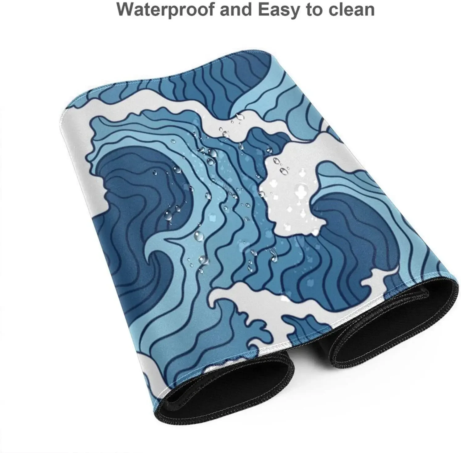 لوحة ماوس مكتبية كبيرة ممتدة مقاس XL باللون الأزرق الياباني مقاس 31.5 × 11.8 بوصة لوحة ماوس كبيرة مع حافة مخيطة غير قابلة للانزلاق حصيرة لوحة مفاتيح كمبيوتر طويلة