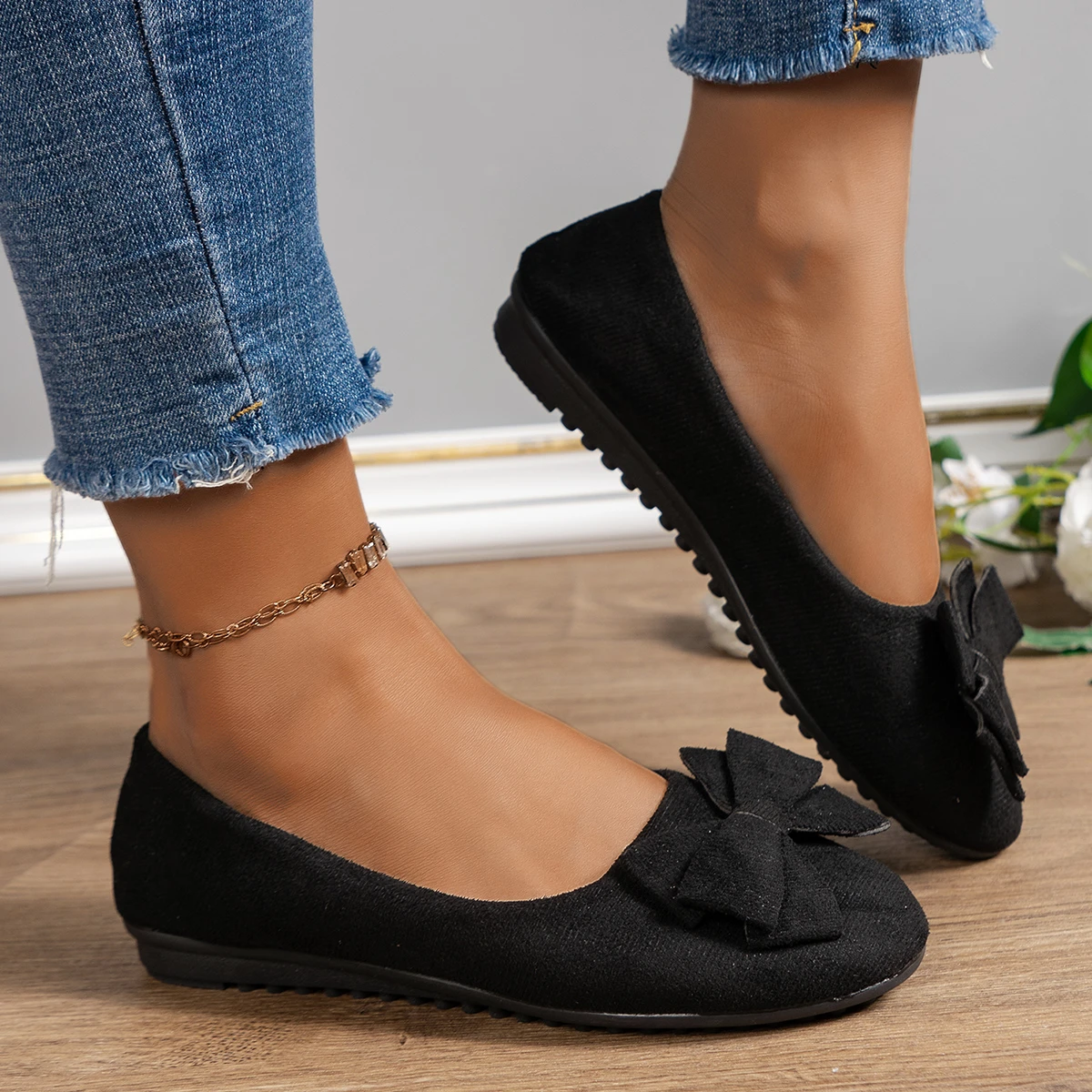 Women Flats Bow Fashion Suede Loafers Walking Dress Shoes Casual for Women Spring Casual Shallow Sneakers Women Zapatos De Mujer