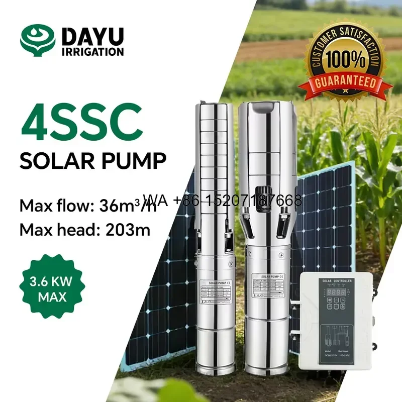 Wmwmnu for Dayu 1500W 2HP 4 Inch Solar Submersible Deep Well Water Pump Centrifugal Agricultural Irrigation Pump for Farm