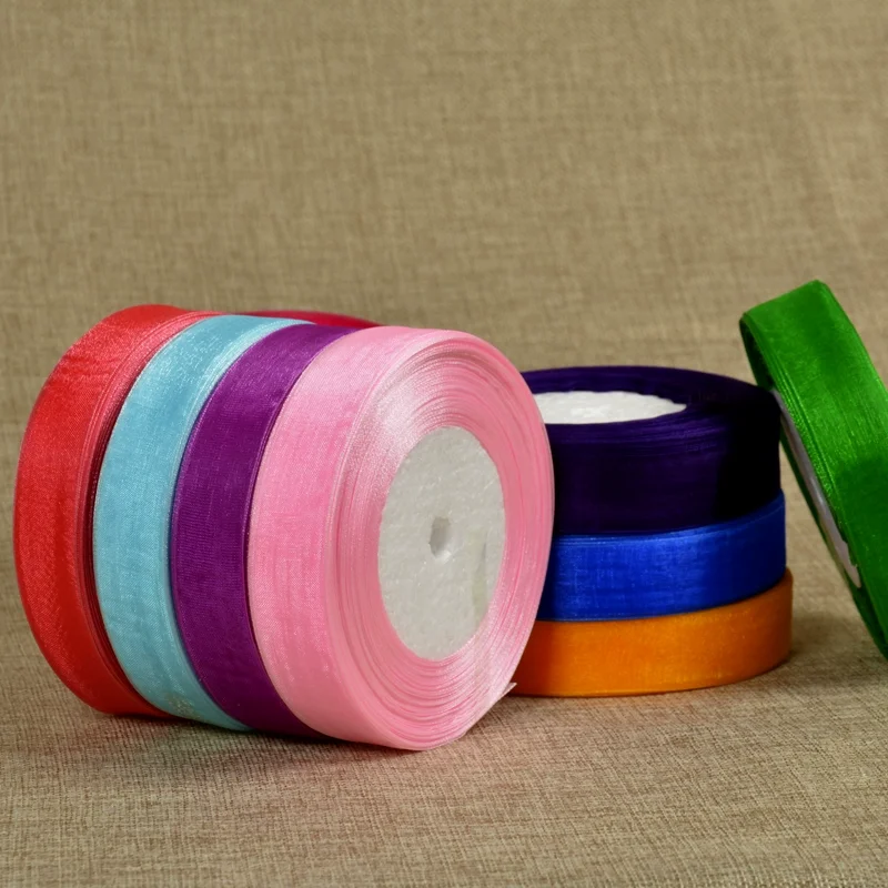 

50 ярдов/рулон 20 мм шифоновая лента из органзы, оптовая продажа, украшение для подарочной упаковки, рождественская вечеринка, танцевальный костюм, украшения, аксессуары