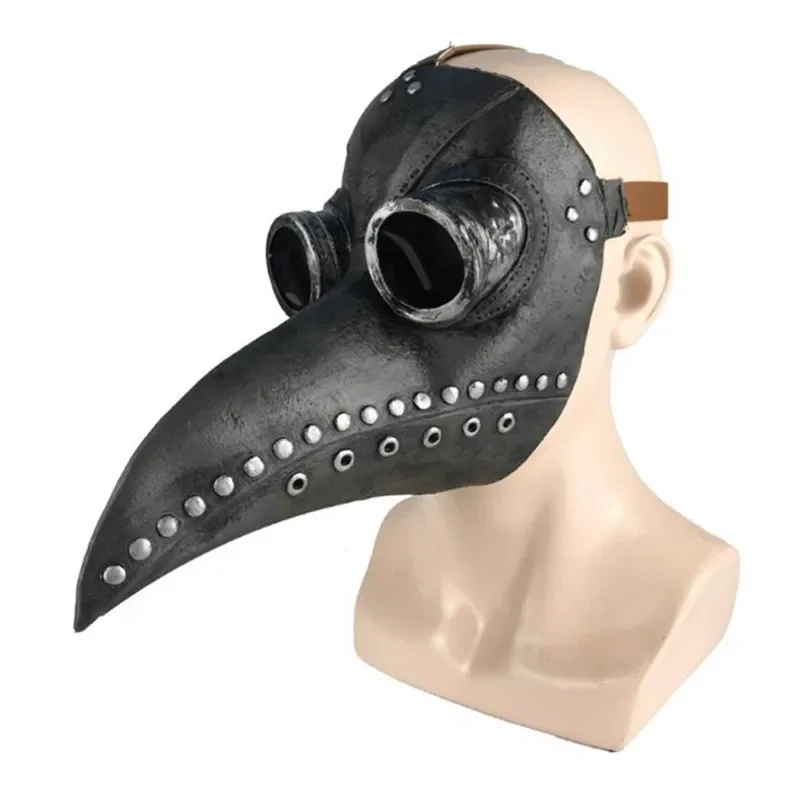 Leather Plague Doctor Mask Adjustable Strap Gothic Punk Lens Glasses for Adults Halloween Steampunk Cosplay Bird Beak Mask