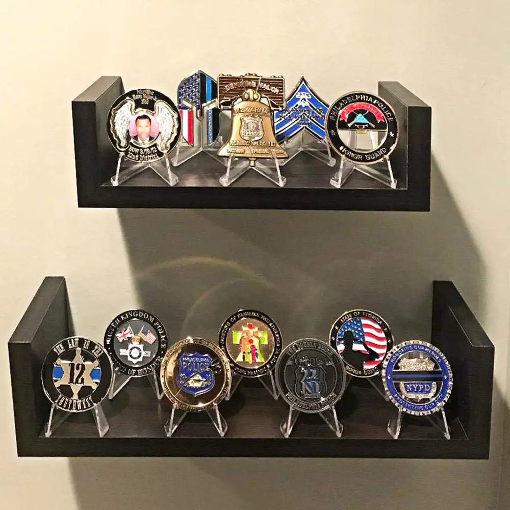 5/10/20 Clear Acrylic Coin Display Stand Holders for Small Easel Rack Card Commemorative Challenge Coin Capsule Holder Support