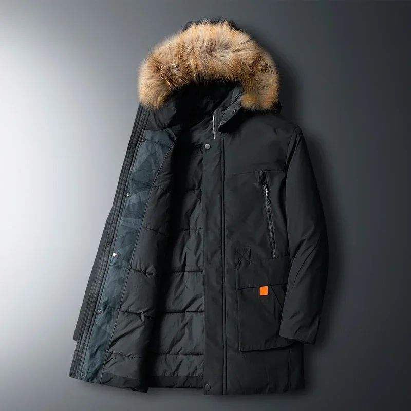 Thick Puffer Jacket Parkas Overcoat Men's Winter Parka Men White Duck Down Removable Cap Mens High Quality Thermal Down Jacket